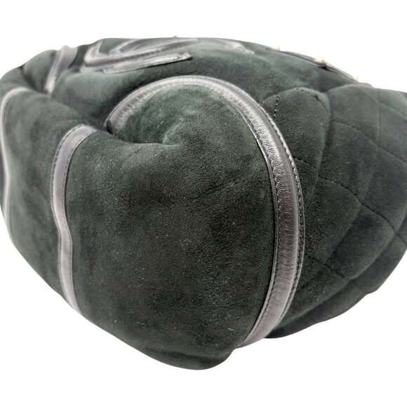 CHANEL Vintage 2006 CC Logo Shearling Tote Bag Handbag Black Gold Suede [106429] - Picture 9 of 14